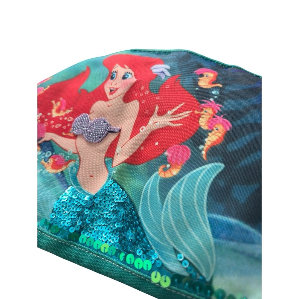 Vintage Disney The Little Mermaid Ariel Canvas Tote Bag Bookbag Sequins Beaded - Picture 10 of 13